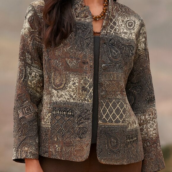 Vintage Molly & Maxx Jacket Blazer Tapestry Patchwork Paisley Print size 1X Boho - Picture 16 of 16
